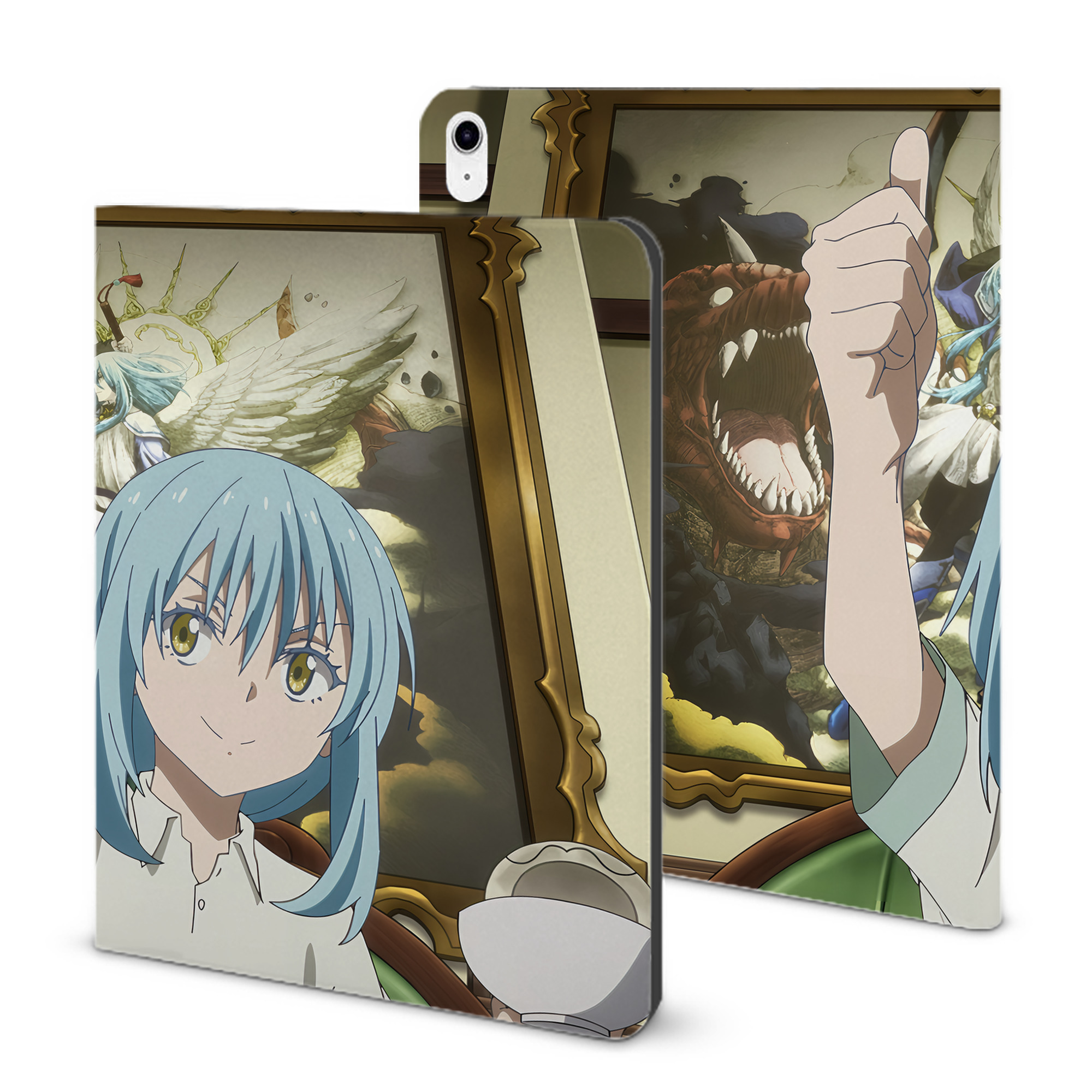 （画像用） 転スラ Regarding Reincarnated to Slime IPad ケース ブック型 PUレザー TPU 耐衝撃 軽量 薄型 ペン収納なし 全面保護 IPad 各モデル対応